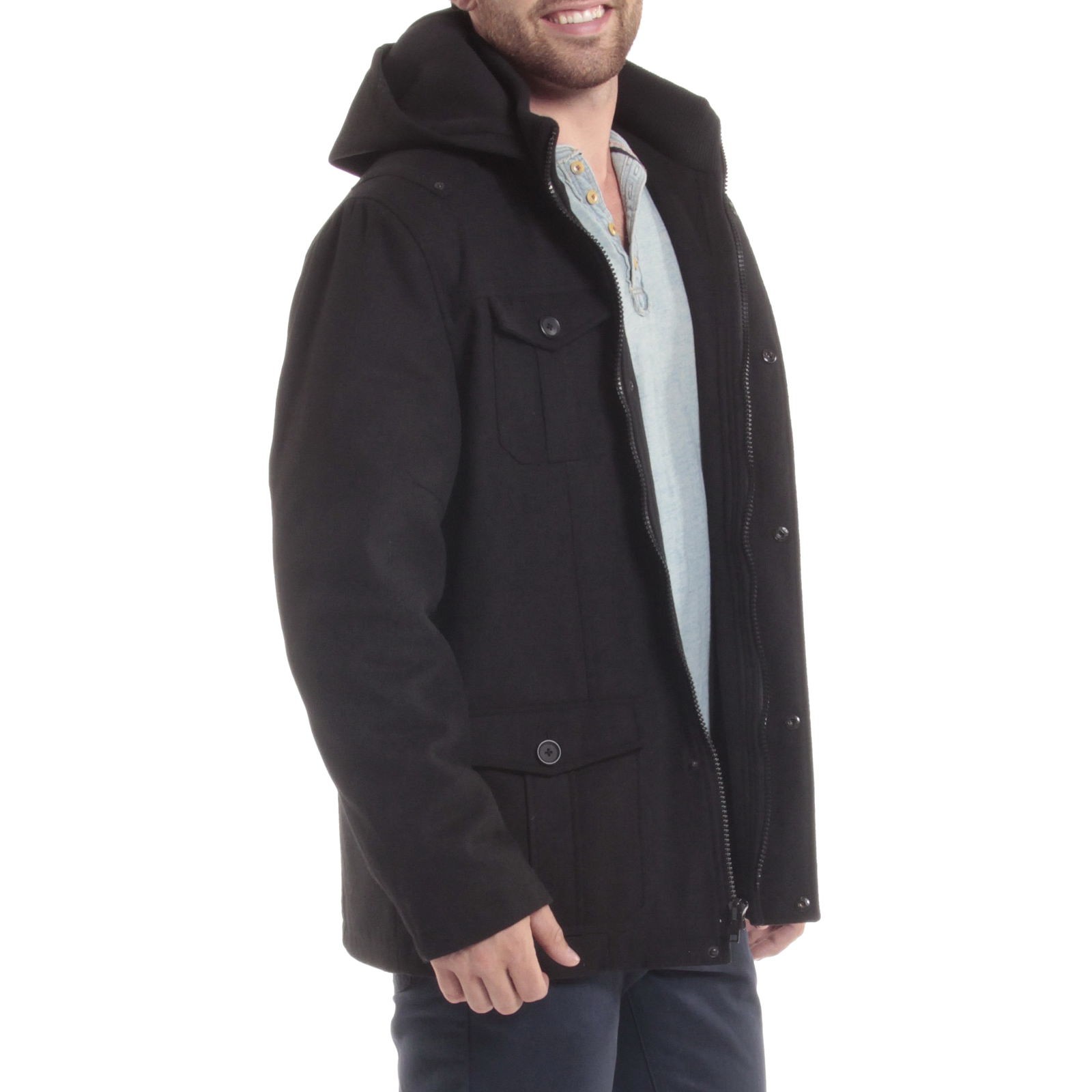 Alpine Swiss Noah Wool Mens Military Jacket Hood Parka Cargo Pocket